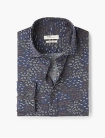 He By Mango Slim-fit Printed Voile Shirt