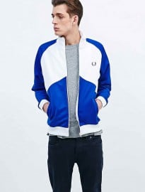 Fred Perry Laurel Chevron Track Jacket In White And Blue