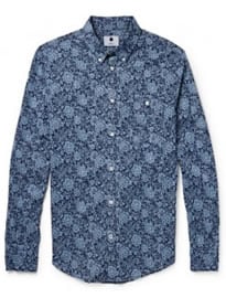 Nn.07 New Derek Floral-print Cotton-chambray Shirt